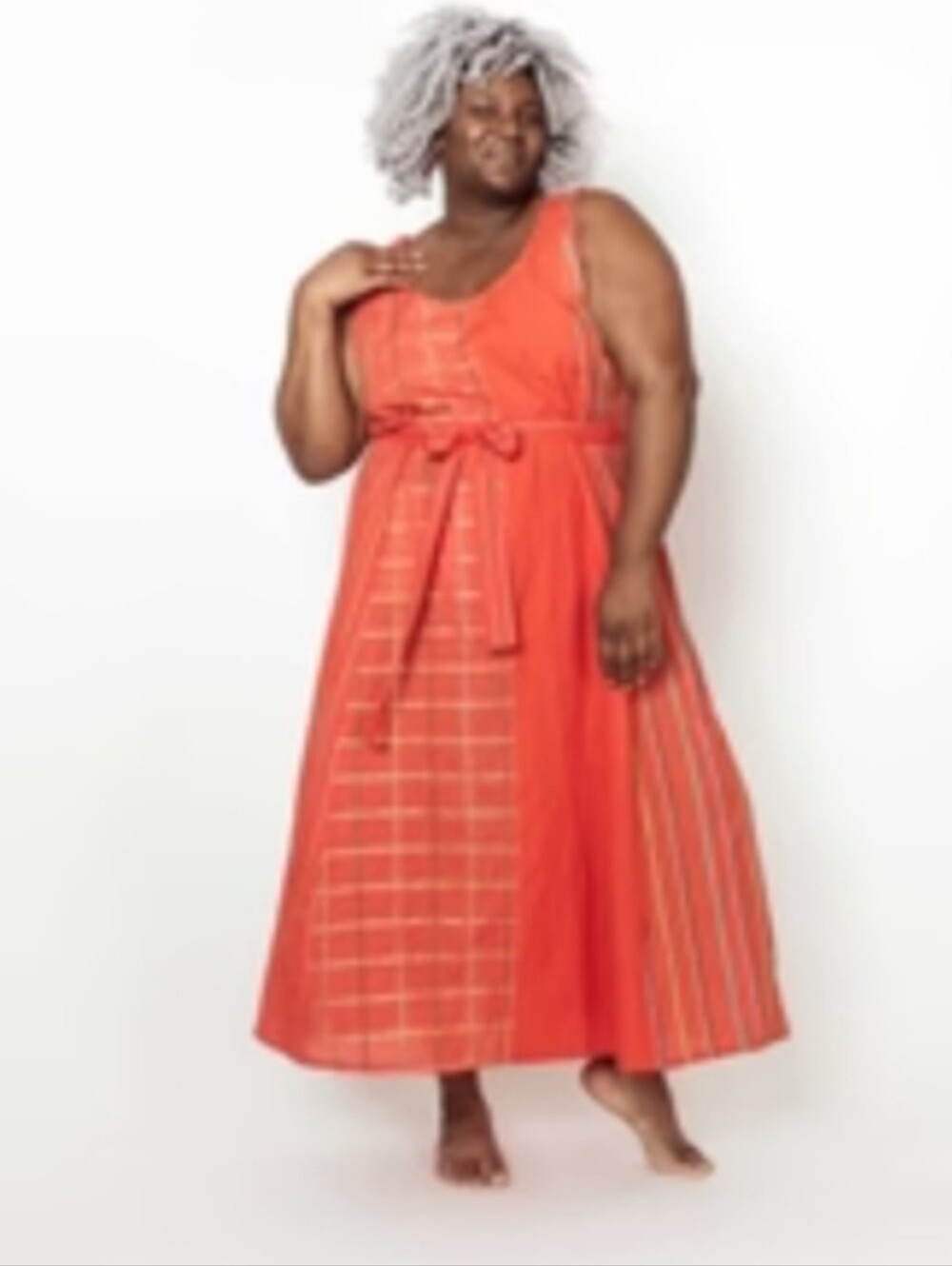 Ace & Jig Twirl Maxi Dress | Bright Coral | 3X | 100% Cotton